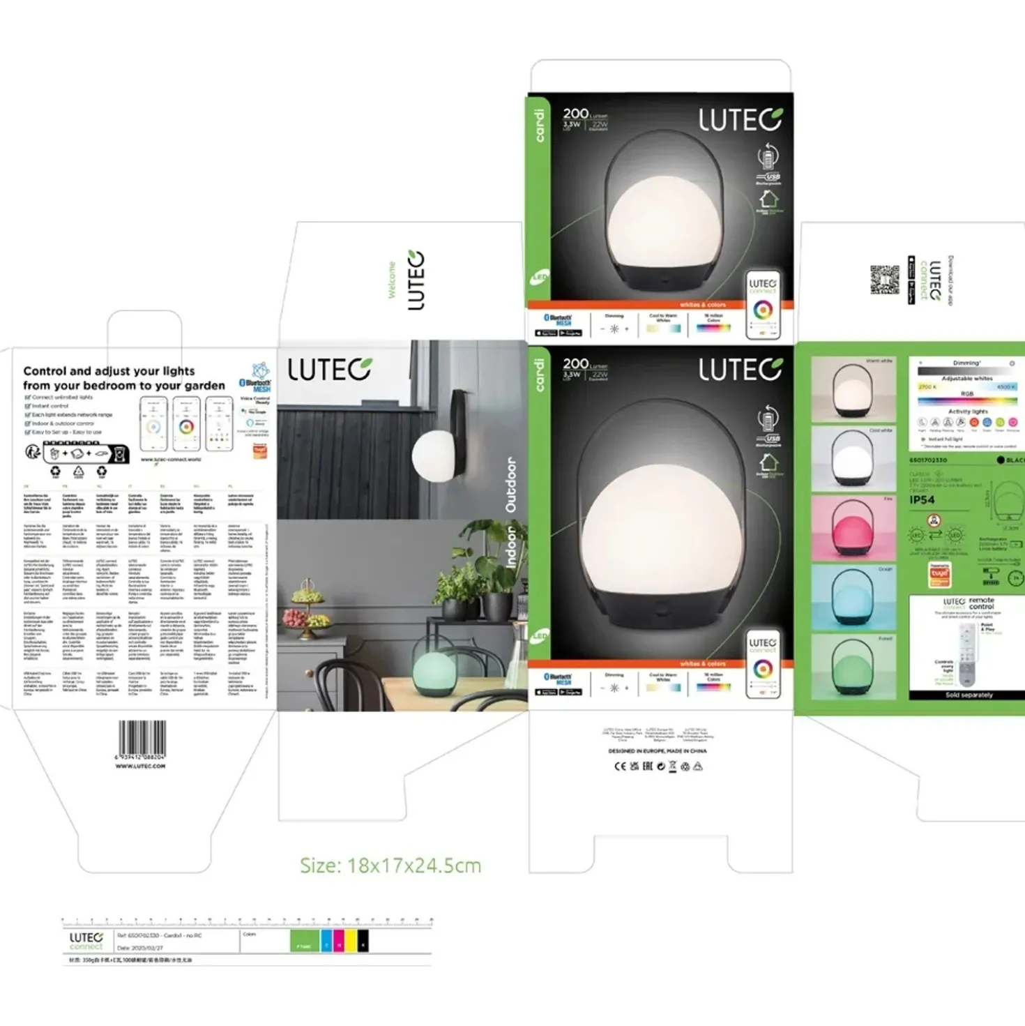 Lampada LED portatile Cardie 3,3 W 200 lm CCT RGB nero