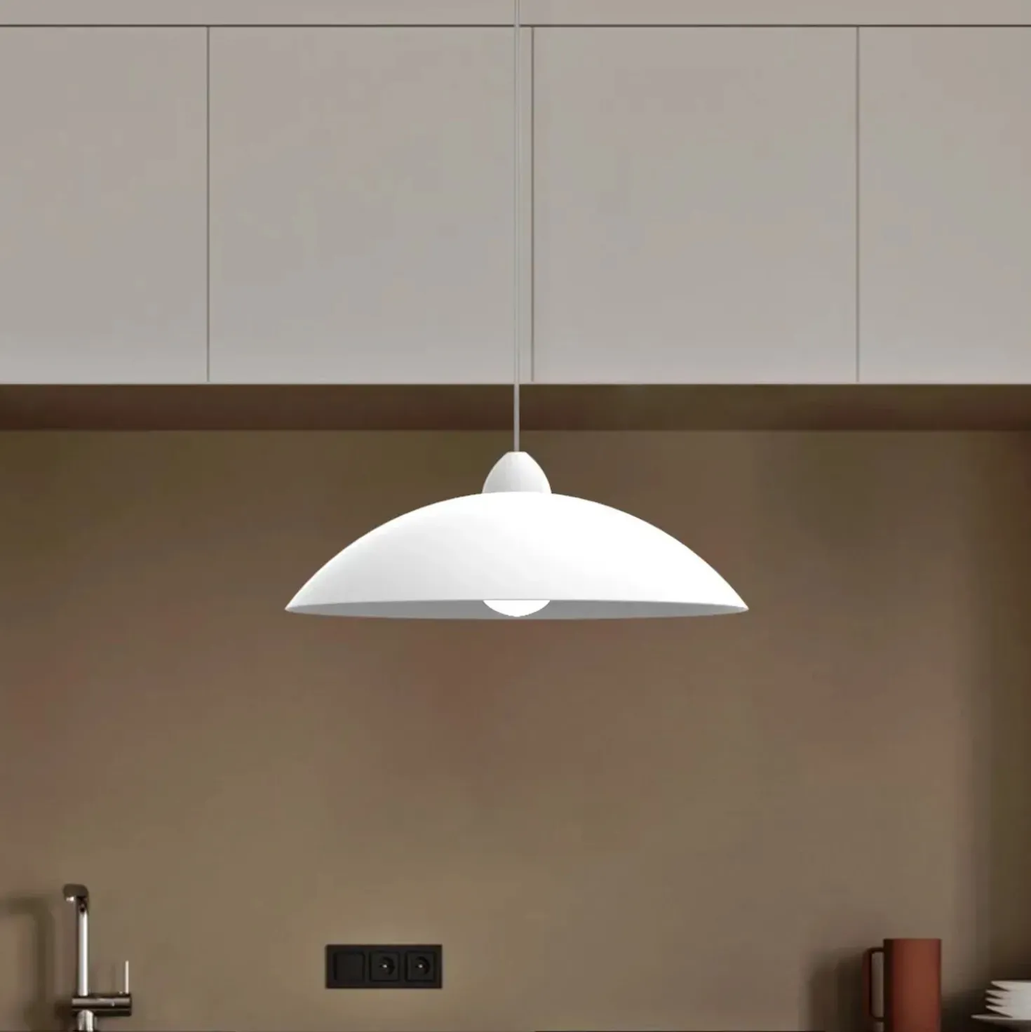 Lampadario a sospensione Flash E27 in metallo bianco Ø 30 cm