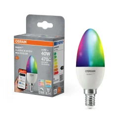 Lampadina a candela LED Osram E14B40 RGBW 4,9 W 470 lm 11,5x3,9 cm