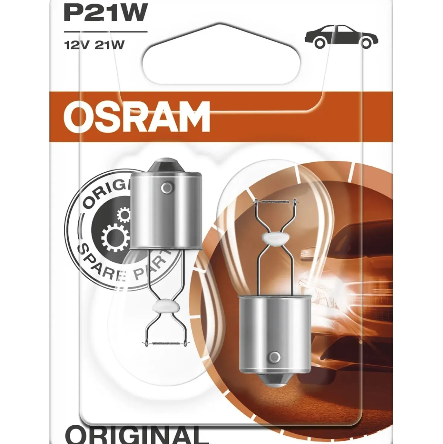 Lampadina auto Osram attacco in metallo P21W 12 V