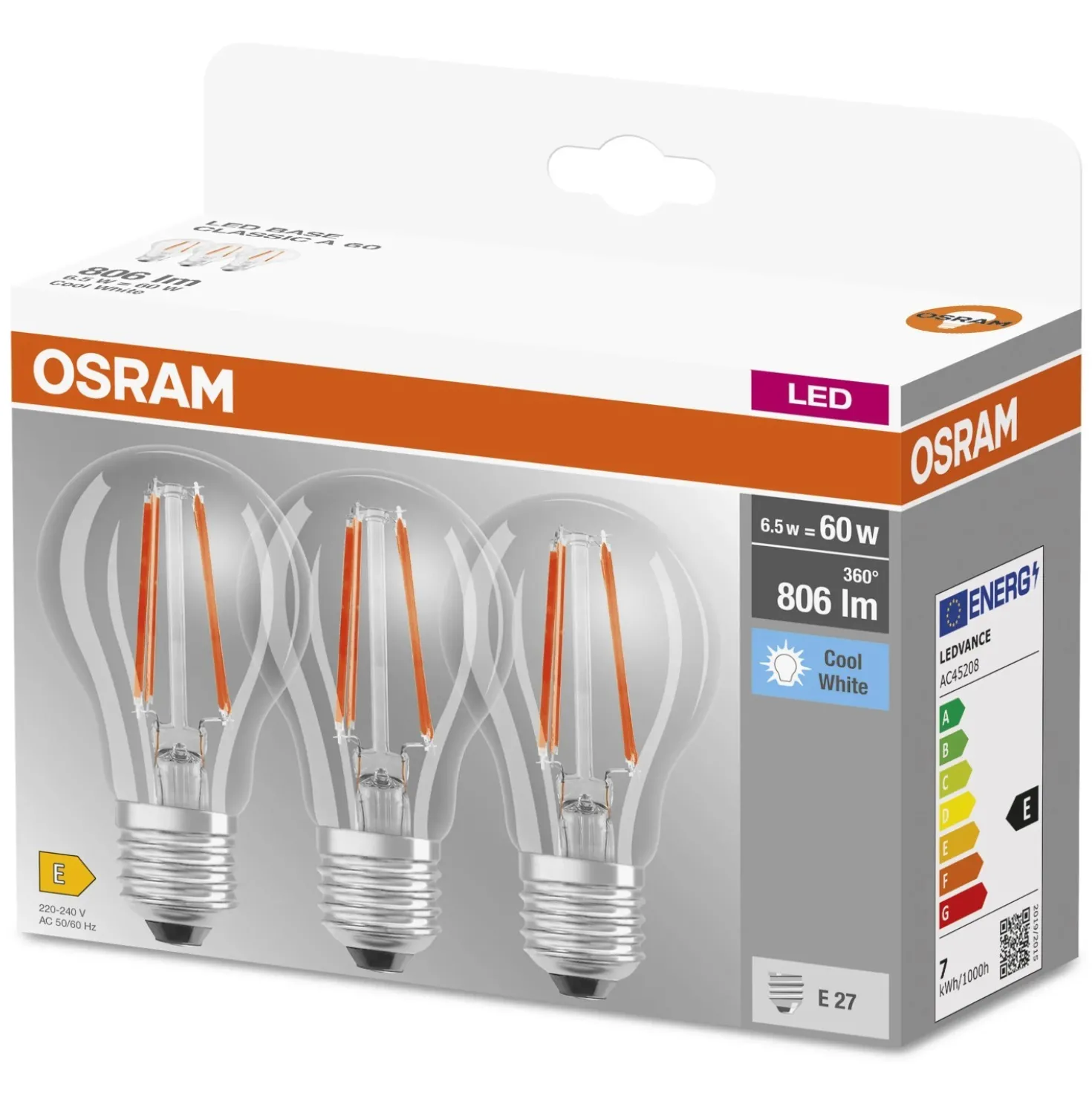 Lampadina LED E27 a goccia Osram 806 lm bianco neutro 3 pz