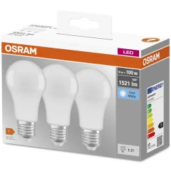Lampadina LED E27 a goccia smerigliata Osram 1521 lm bianco neutro 3 pz