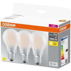 Lampadina LED E27 a goccia fil. Osram 1055 lm bianco caldo 3 pz