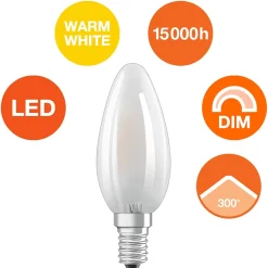 Lampadina LED E14 forma a candela Osram 806lm bianco caldo