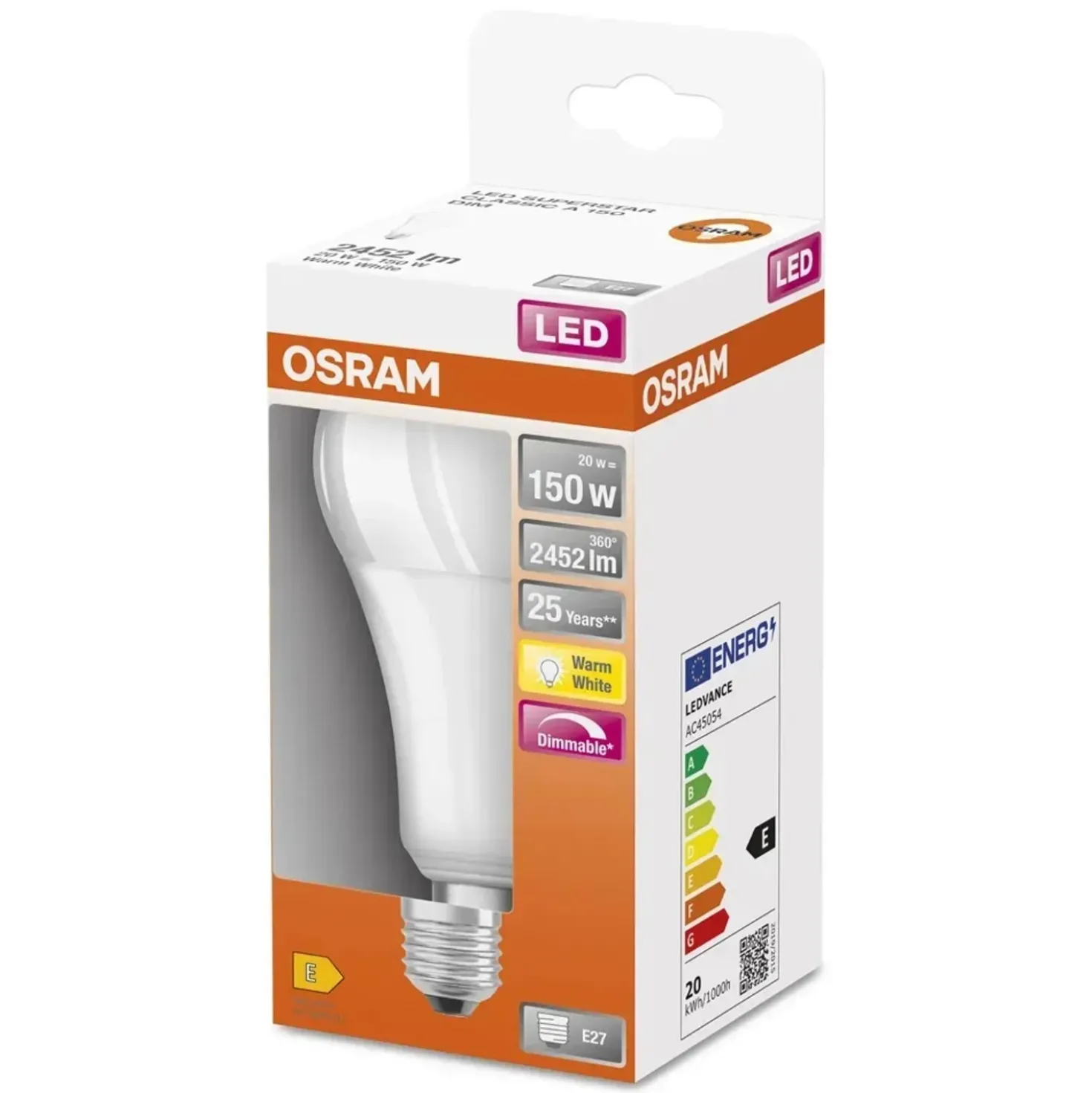 Lampadina LED E27 Osram goccia 2452 lm bianco caldo