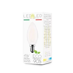 Lampadina LED filamento oliva frost E14 4W 480 lumens