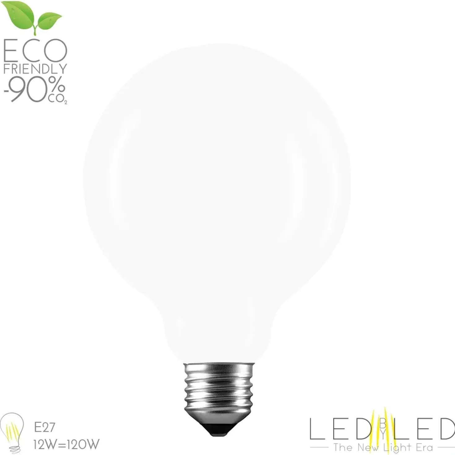 Lampadina LED filamento sfera milky Ledbyled E27 11W 1440 lumens