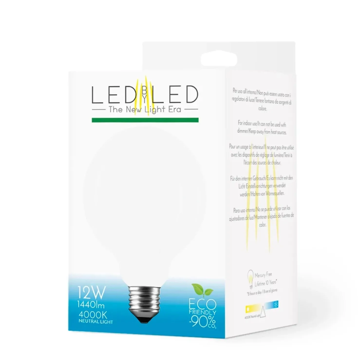 Lampadina LED filamento sfera milky Ledbyled E27 11W 1440 lumens