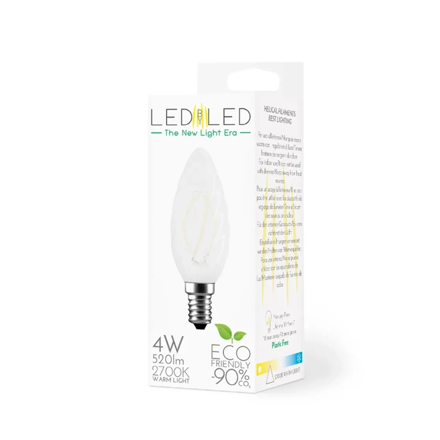 Lampadina LED filamento Tortiglione Ledbyled E14 4W 520 lumens