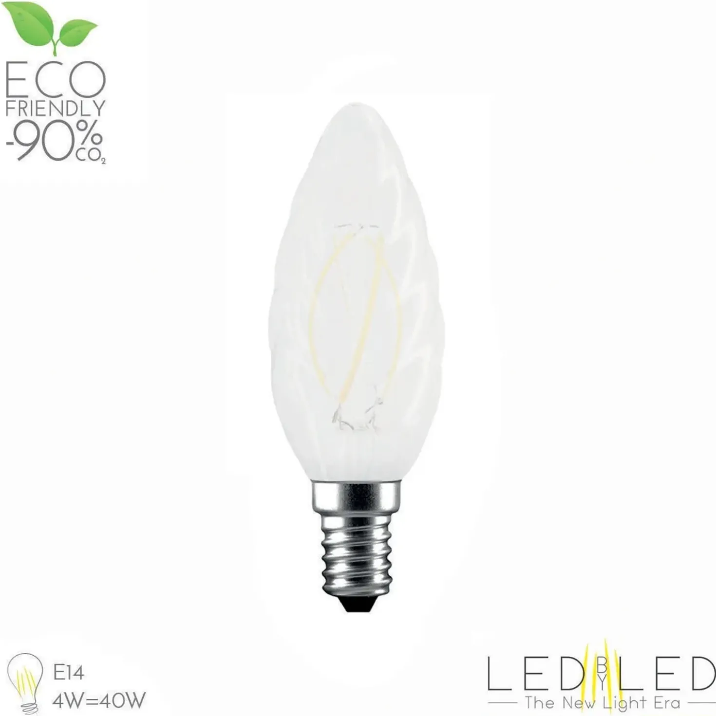 Lampadina LED filamento Tortiglione Ledbyled E14 4W 520 lumens