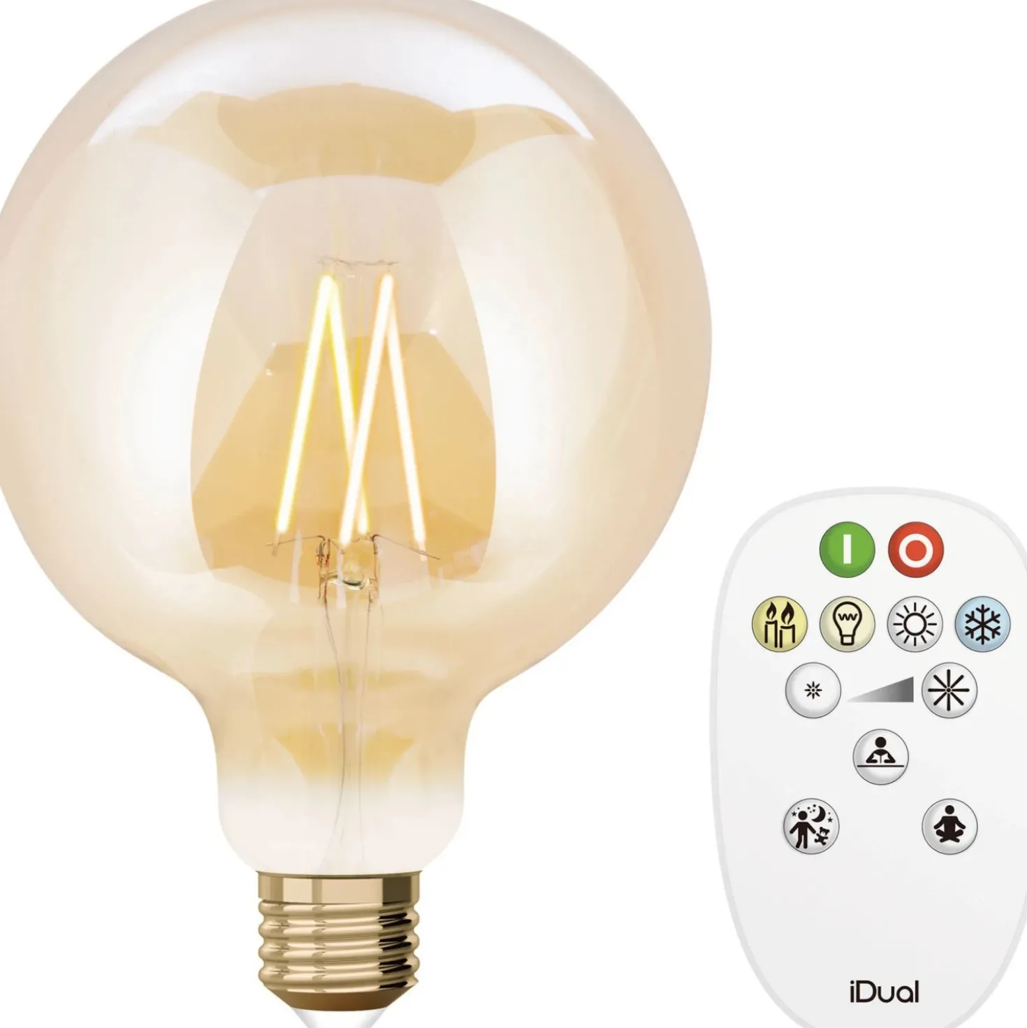 Lampadina LED G125 iDual Smart Home a filamento con telecomando ambra