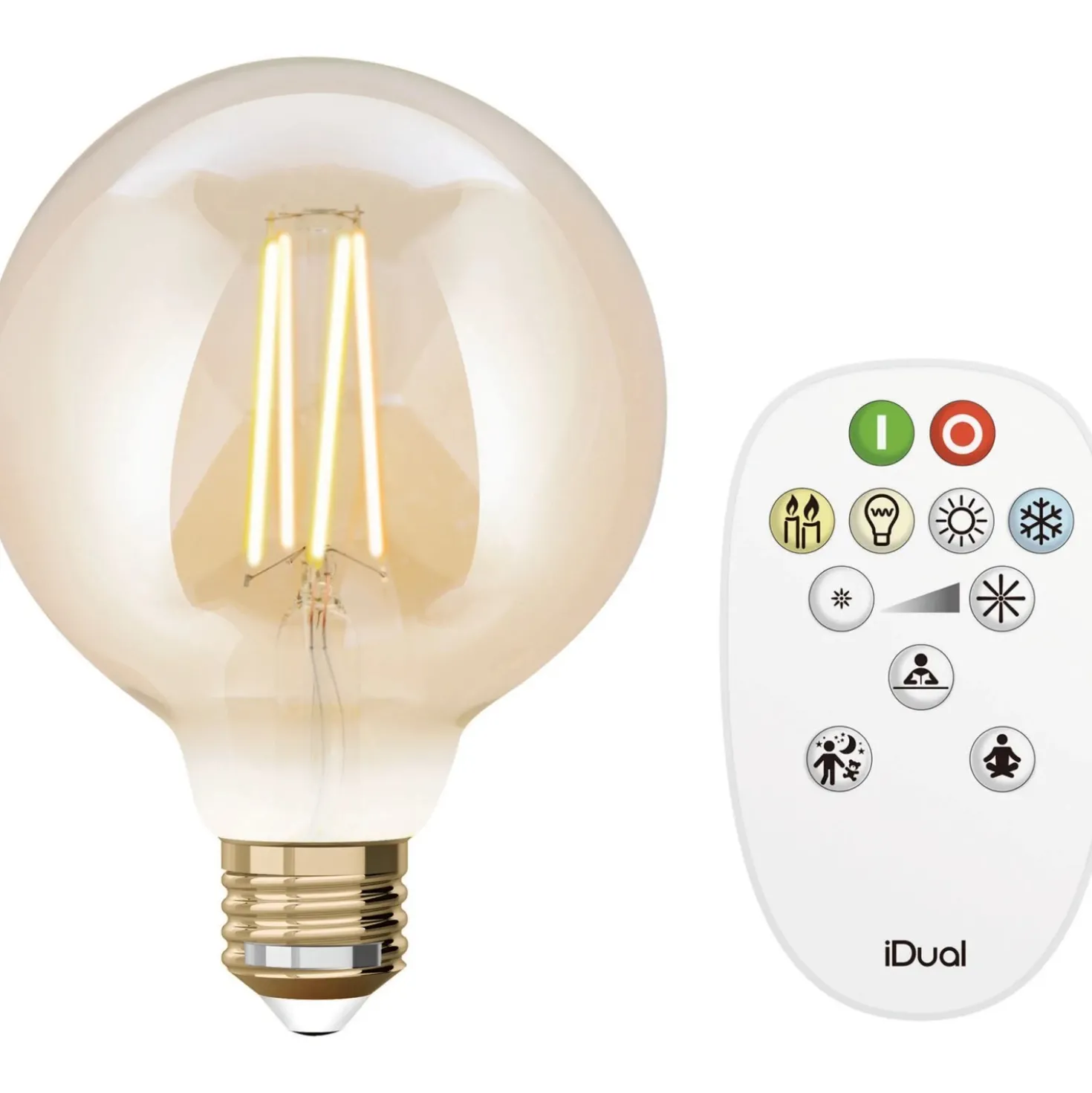 Lampadina LED G95 iDual Smart Home a filamento con telecomando ambra