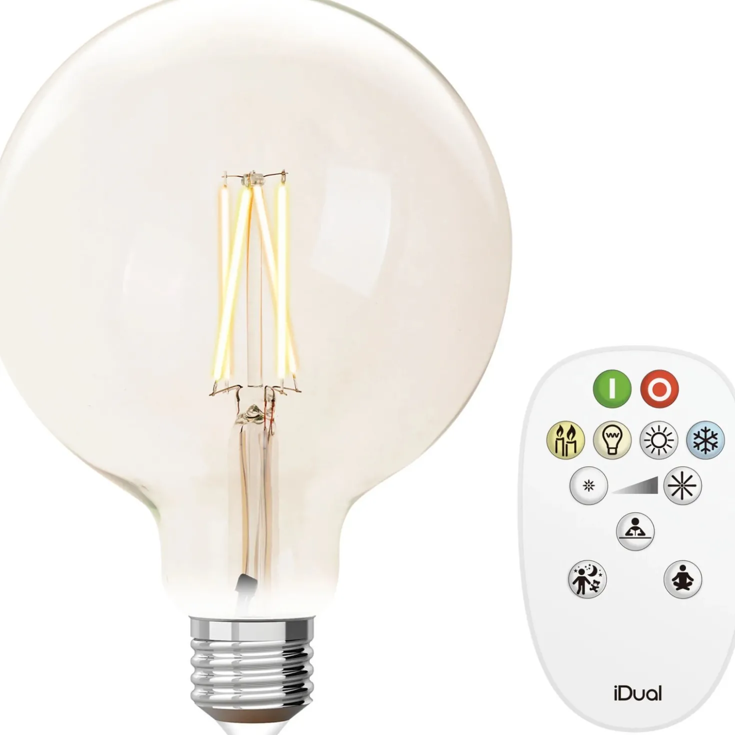 Lampadina LED G125 iDual Smart Home a filamento con telecomando trasparente