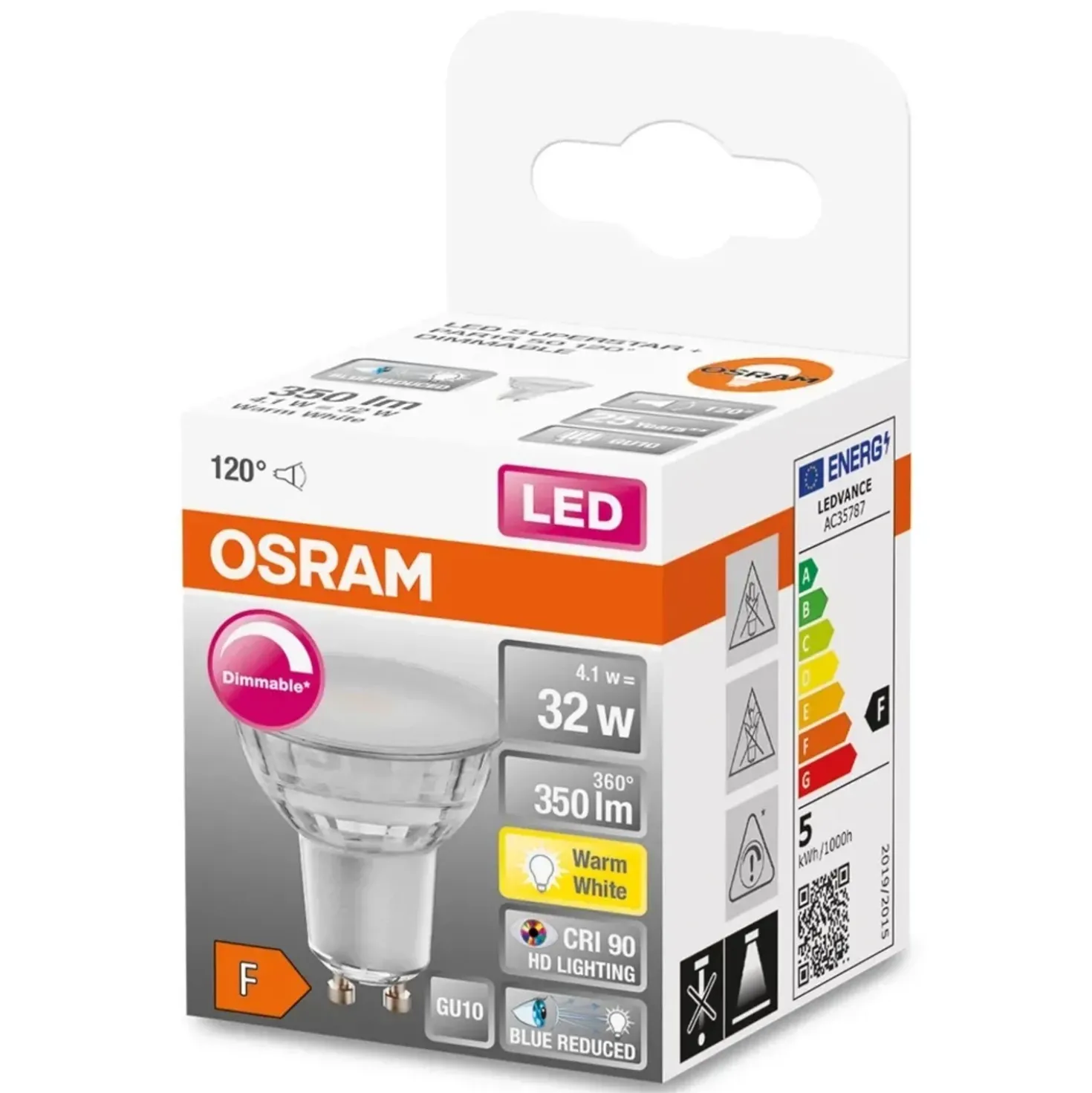 Lampadina LED Osram Superstar+ PAR16 120° 4.1=32 W GU10 350 lm 2700 K dimmer