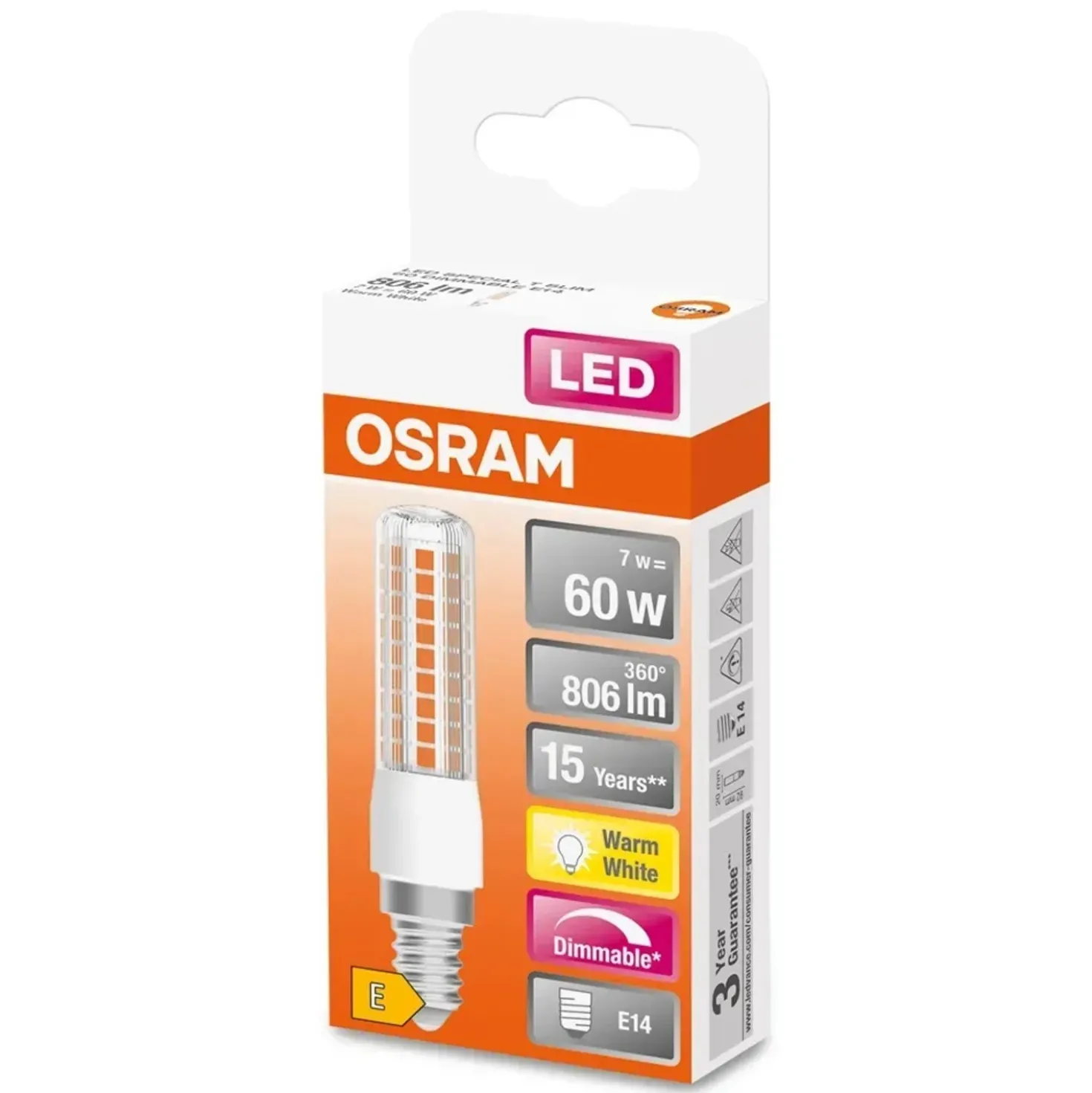 Lampadina LED Special T Slim E14 Osram 806lm trasparente