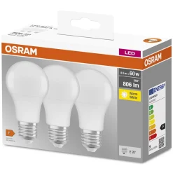 Lampadine LED E27 a goccia smerigliata Osram 806 lm bianco caldo 3 pz