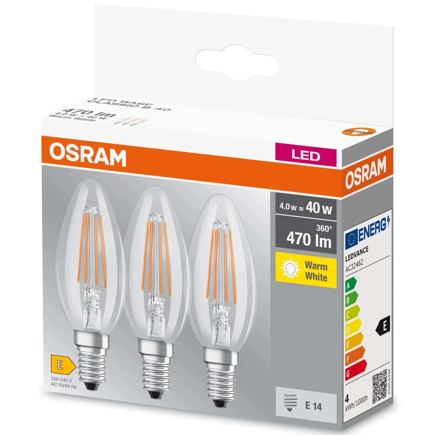Lampadine LED E14 Osram bianco caldo 3 pz
