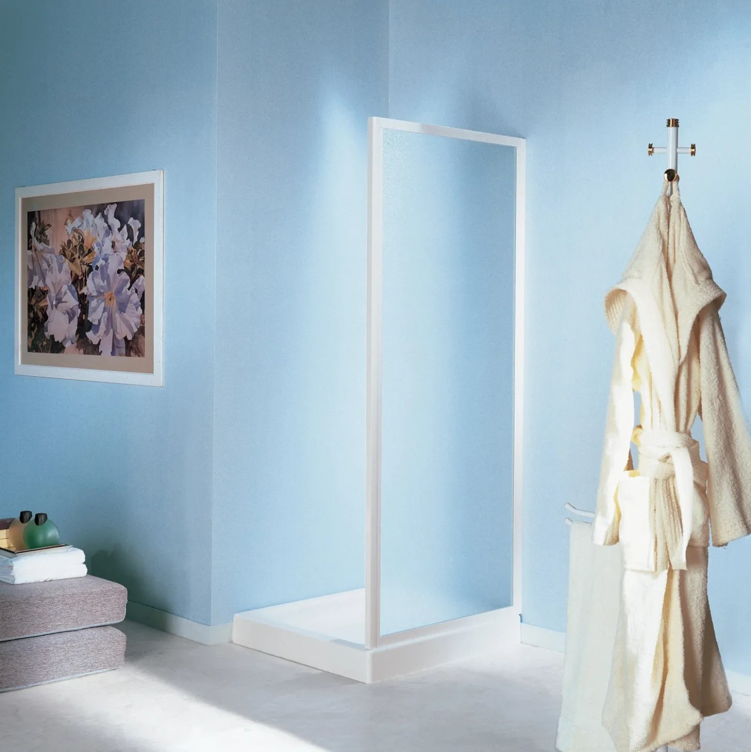 Lato fisso doccia 77/81 cm profilo acrilico bianco