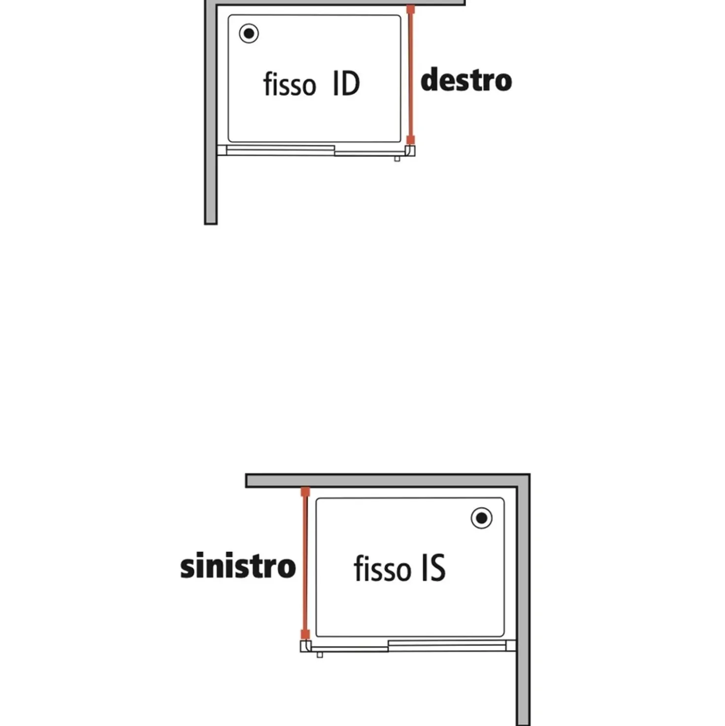 Lato fisso sx per Porta scorrevole doccia Kilò 70 cm trasparente