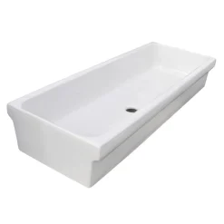 Lavabo a canale in ceramica bianco 120 cm