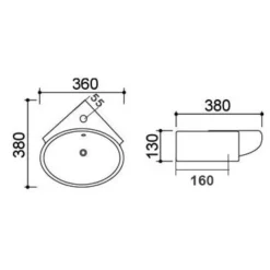 Lavabo a muro in ceramica bianca l 36 x p 38 x h 13 cm