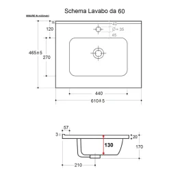 Lavabo bianco in ceramica 60 cm