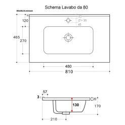 Lavabo bianco in ceramica 80 cm
