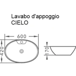 Lavabo da appoggio Cielo 60 in ceramica 60x42x17 cm bianco
