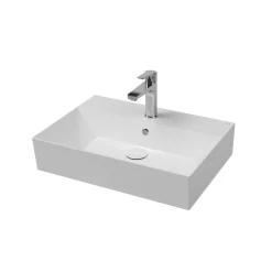 Lavabo da appoggio in ceramica 60x42x15 cm bianco