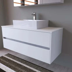 Lavabo da appoggio in ceramica 60x42x15 cm bianco