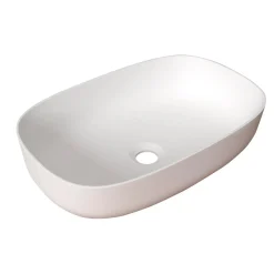 Lavabo da appoggio in solid surface 48x12,5x32 cm Bianco opaco