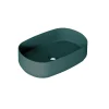 Lavabo da appoggio ovale in ceramica 55x12x36 cm Verde opaco