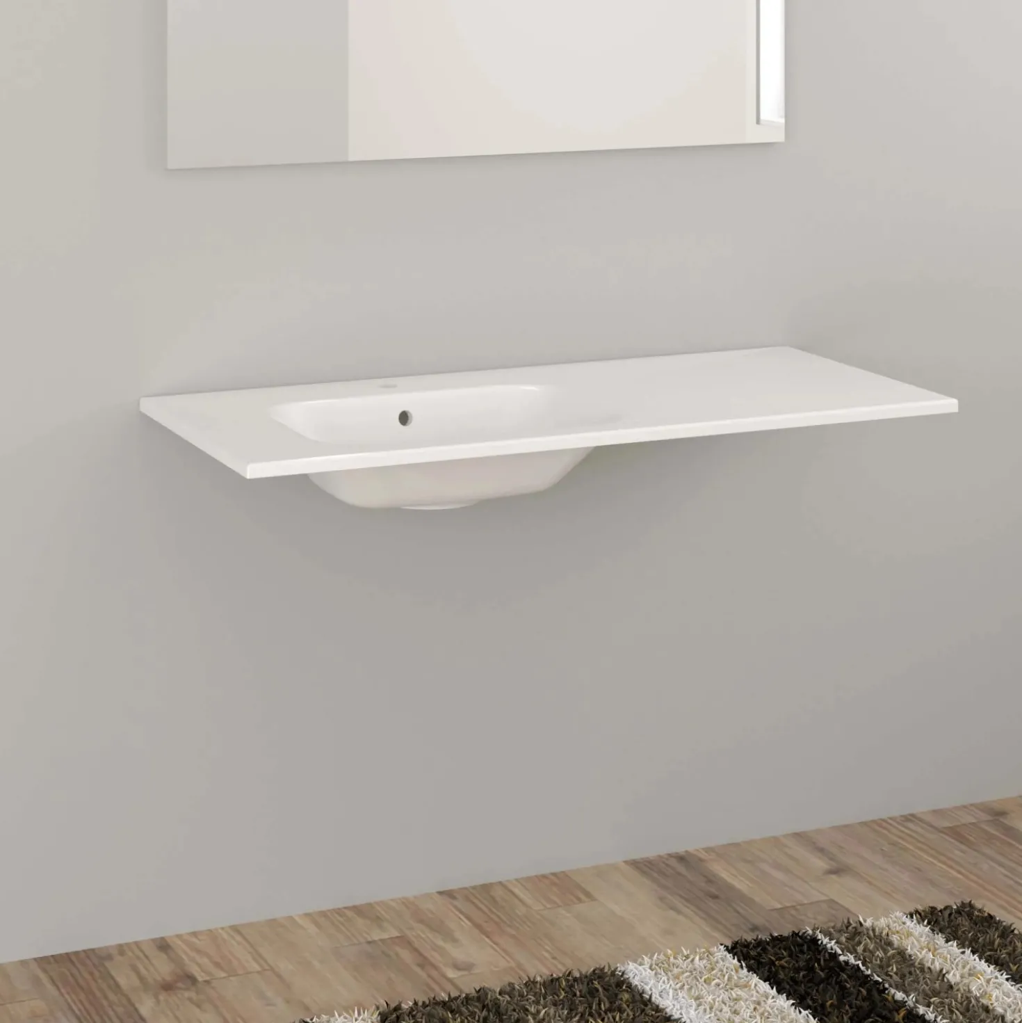 Lavabo da incasso con vasca a sinistra 121x46 cm (80+40) mineral bianco