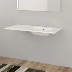 Lavabo da incasso con vasca a destra 121x46 cm (40+80) mineral bianco
