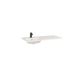 Lavabo da incasso con vasca a sinistra 121x46 cm mineralmarmo bianco