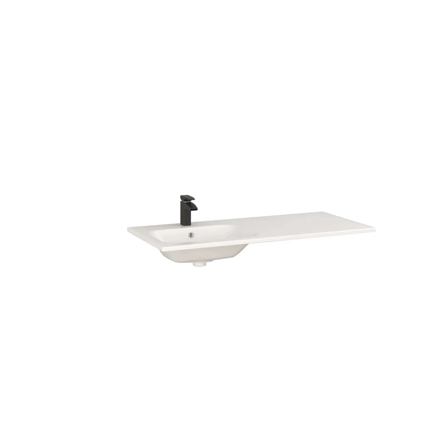 Lavabo da incasso con vasca a sinistra 121x46 cm mineralmarmo bianco