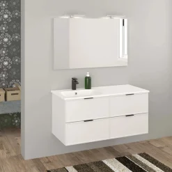 Lavabo da incasso con vasca a sinistra 121x46 cm mineralmarmo bianco