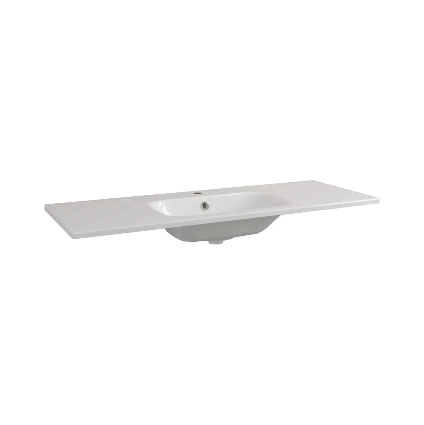 Lavabo da incasso con vasca centrale 121x46 cm mineralmarmo bianco