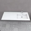 Lavabo da incasso con vasca a destra 120x50 cm mineralmarmo bianco
