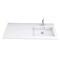 Lavabo da incasso con vasca a destra 120x50 cm mineralmarmo bianco