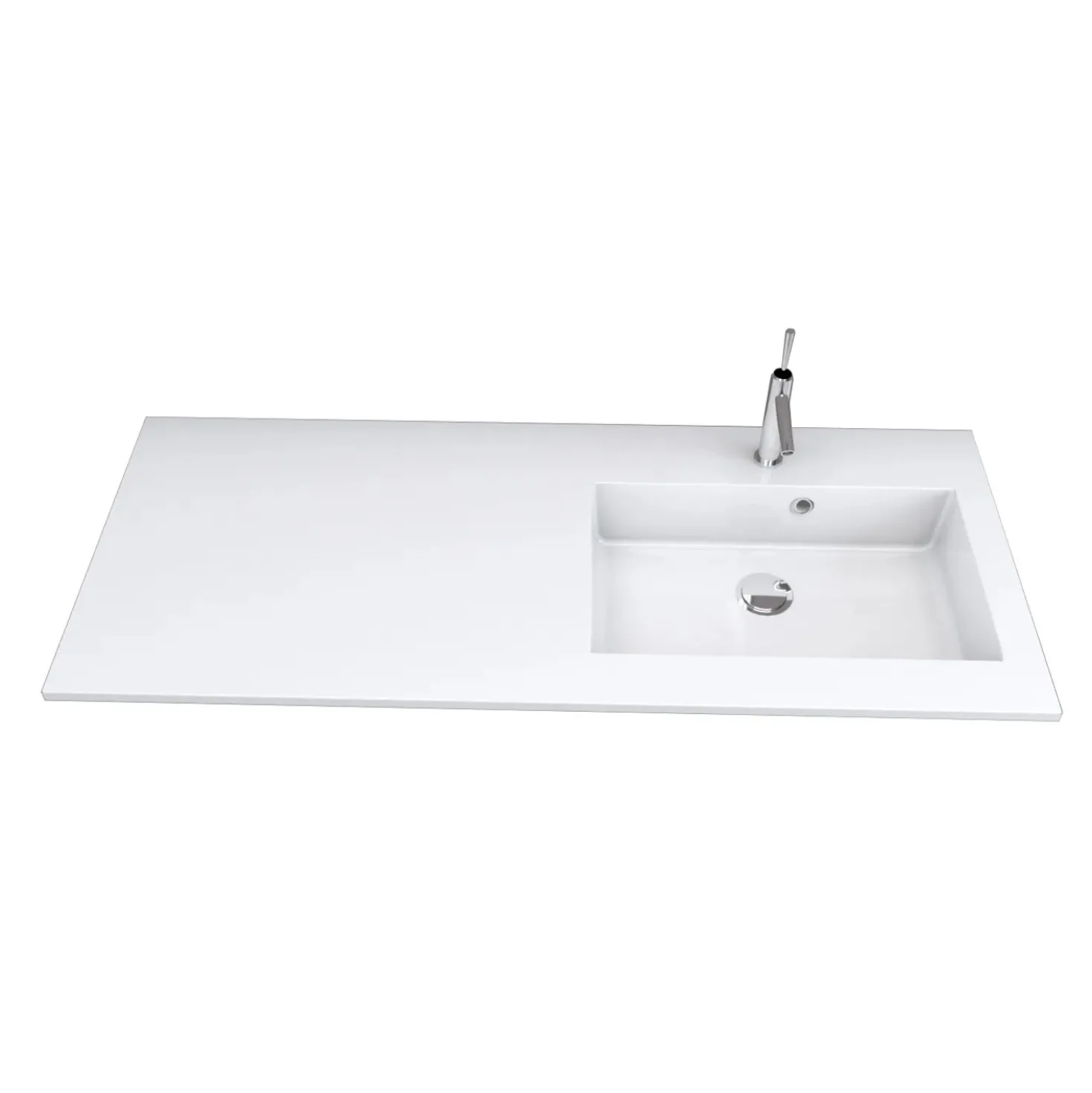 Lavabo da incasso con vasca a destra 120x50 cm mineralmarmo bianco
