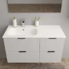 Lavabo da incasso con vasca a sinistra 101x46 cm mineralmarmo bianco