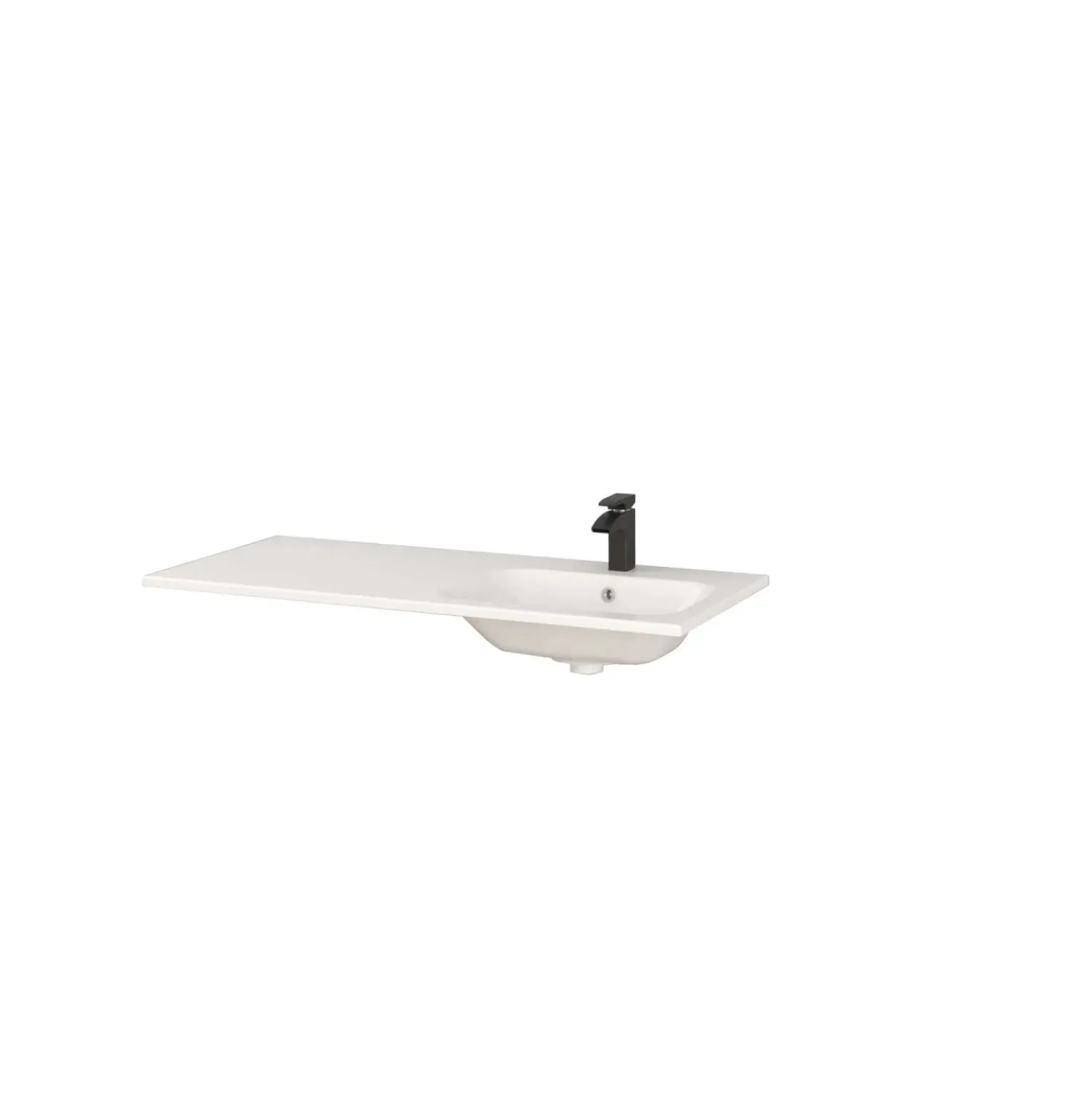 Lavabo da incasso con vasca a destra 121x46 cm mineralmarmo bianco