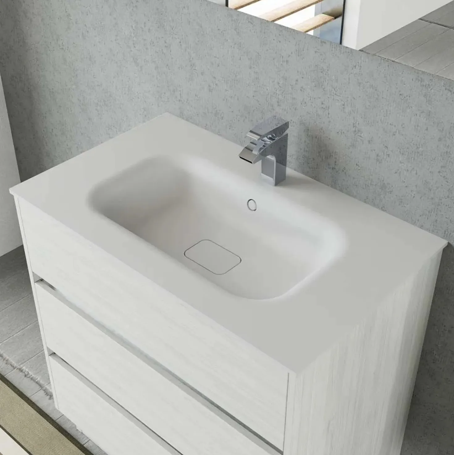 Lavabo da incasso con vasca integrata Ocritech 86x51,2 cm bianco opaco