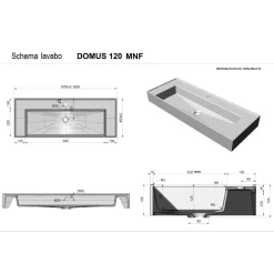 Lavabo da incasso in mineralmarmo bianco L 120 x H 13,5 x P 46 cm