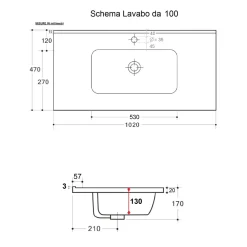 Lavabo da incasso Monya 101x46 cm in ceramica bianca