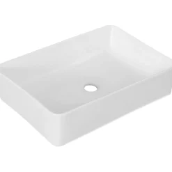 Lavabo d`appoggio in ceramica bianca l 55 x p 39 x h 15 cm