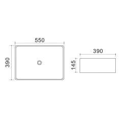 Lavabo d`appoggio in ceramica bianca l 55 x p 39 x h 15 cm