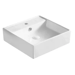 Lavabo d`appoggio in ceramica bianca l 46,5 x p 46,5 x h 13,5 cm