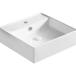 Lavabo d`appoggio in ceramica bianca l 46,5 x p 46,5 x h 13,5 cm